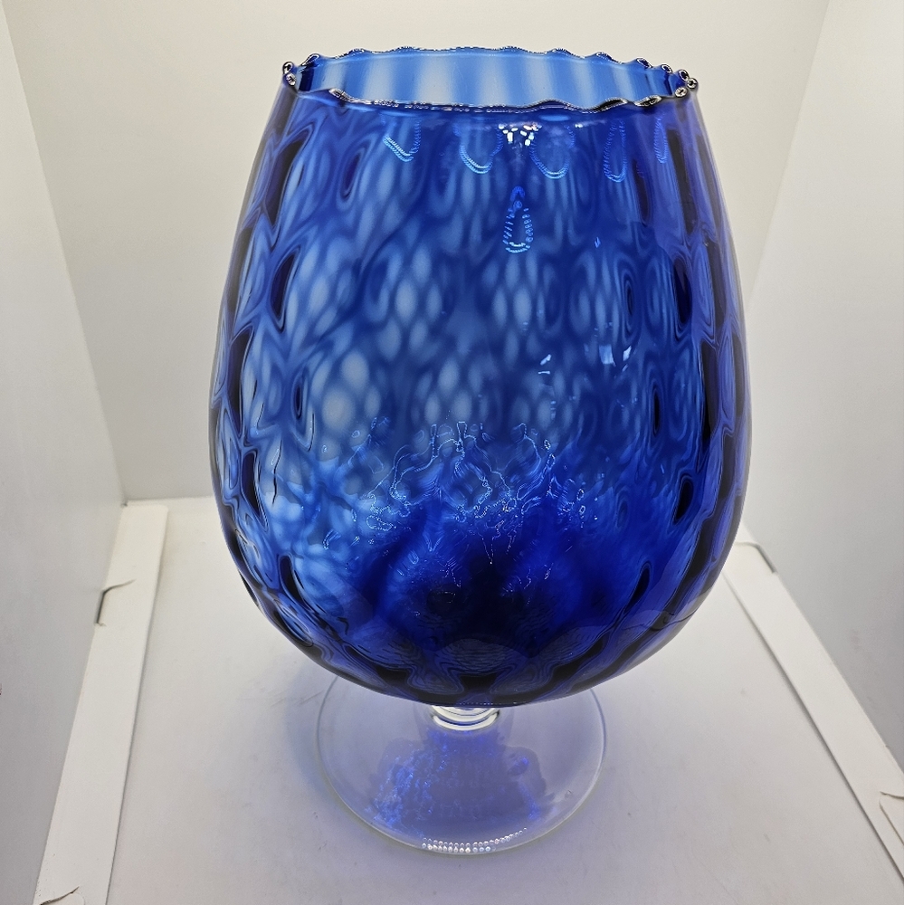 Empoli Royal Blue Optic Pattern Goblet Vase